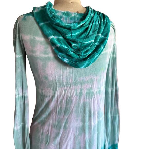 Womens Dress Size Small Tie Dye Hoodie Long Sleeve Hippie Boho Coastal Beachy - Picture 6 of 8